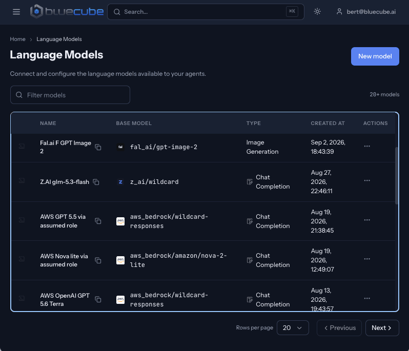 CORE in a browser: the language models your agents can use