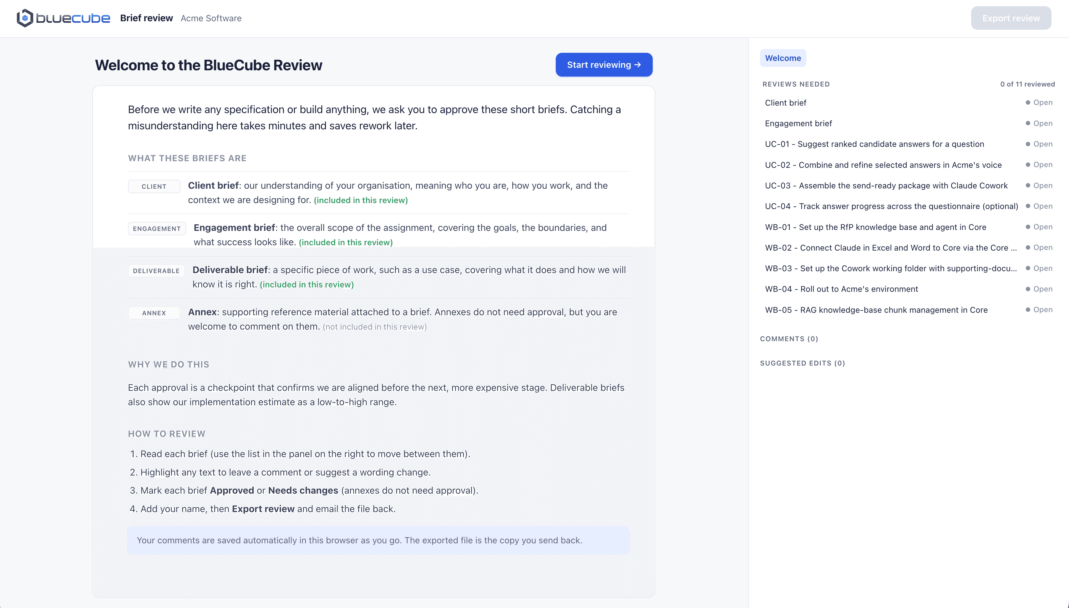 Collect SME feedback with BlueCube Review Workbench